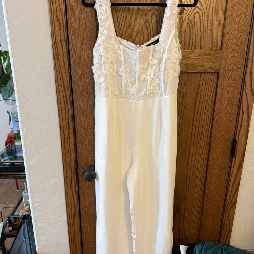 Lulu's White Embroidered Lace Bodice Dress